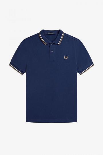 Navy Fred Perry M3600 Men's Polo Shirts | PH 1418WNBY